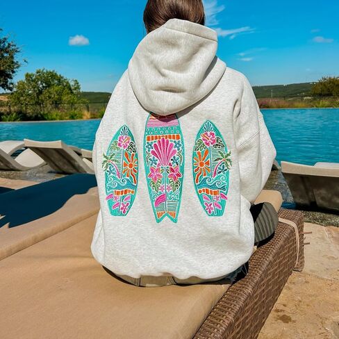 Preppy Embroidered Flower Hoodies for Teen Girl Women Y2K Back Graphic Printed Oversized Pullover Hooded Sweatshirts in Saudi Arabia