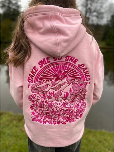Preppy Embroidered Flower Hoodies for Teen Girl Women Y2K Back Graphic Printed Oversized Pullover Hooded Sweatshirts in Saudi Arabia