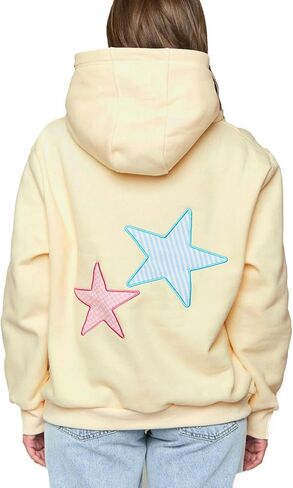Preppy Embroidered Flower Hoodies for Teen Girl Women Y2K Back Graphic Printed Oversized Pullover Hooded Sweatshirts in Saudi Arabia
