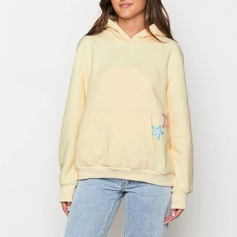 Preppy Embroidered Flower Hoodies for Teen Girl Women Y2K Back Graphic Printed Oversized Pullover Hooded Sweatshirts in Saudi Arabia