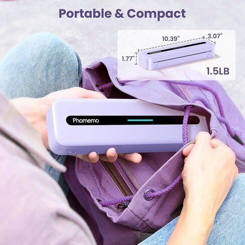 طابعات Phomemo المحمولة اللاسلكية للسفر ، M832 Pluetooth inkless الحرارية ، دعم 8.5'x11 '' خطاب الولايات المتحدة وحجم A4 ، طابعة متنقلة صغيرة مدمجة لجهاز الكمبيوتر المحمول الهاتفي ، مع Case & 4 Rolls Paper in Saudi Arabia