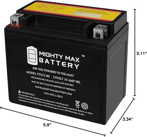 Mighty Max Battery YTX12-BS 12V 10AH Battery تحل محل Yamaha Motor EF3000ISE/EF3000ISEB in Saudi Arabia