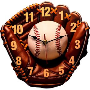 Glove Wall Clock,Baseball Clock,Brown Leather Design,Battery Operated,Silent Quartz Movement,Vintage Pastoral Style,Clock for Bedroom,Living Room,Bedroom Decorative (10 in) in Saudi Arabia