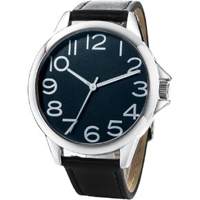 NUOVO Men Quartz Watch with Leather Strap Wrist Watch - Classic Arabic Numbers, White, Dress, Fashion Simple Style in Kuwait