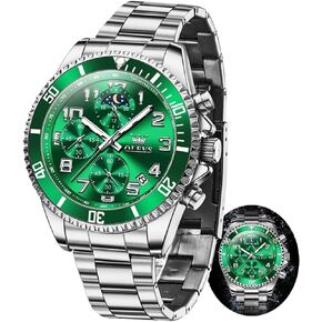 OLEVS Mens Watches Chronograph Watch Luxury Dress Stainless Steel Waterproof Watches for Men Moon Phase Luminous Business Calendar Wrist Watch Blue/Black/Green/Gold/Face in Kuwait