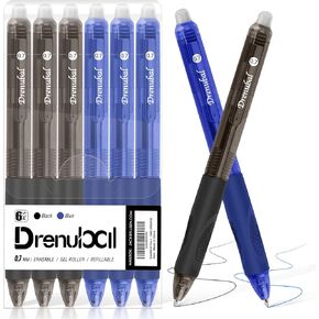 8-Pack Erasable Ink Pens with Built-in Eraser | 0.7mm Fine Point Gel Pens for Smooth Writing - Gel Pens for School, Office, Journals & Exams,Blue pens,Blue Ink pens in Kuwait
