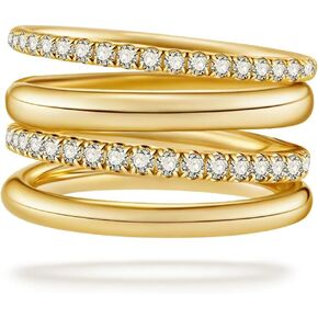COLOYAN 18K Gold Plated Stackable Rings for Women Non Tarnish, Mixed Metals Multi Ring, Colored Cubic Zirconia Stacking Rings Jewelry in Kuwait
