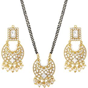 Aheli Indian Traditional Bollywood Ethnic Faux Stone Mangalsutra Necklace with Earrings Jewelry Set Gift for Women in Kuwait