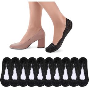 6 Pairs Black Lace Socks Women No Show Non Slip Socks Low Cut Invisible Thin Sock Fashion Liner No Show Sock for Women with Flats, Pumps in Kuwait