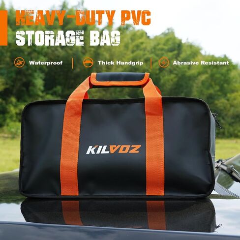 Kinetic Recovery Tow Rope 1" x 30ft – 48,600lbs Snatch Strap with 2pcs UHMWPE Soft Shackles, 35% Stretch Heavy-Duty Offroad Recovery Kit for Truck SUV Car Tractor – Orange by KILVOZ in Saudi Arabia