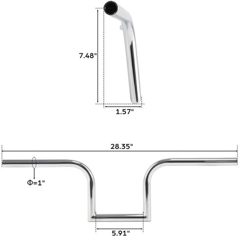 TCMT Chrome 7.48" Rise Z-Bars 1" Handlebars Fit For Harley Sportster XL883 1200 Dyna Street Fat Bob in Saudi Arabia