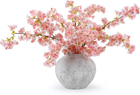 mizii 3Pcs Artificial Pink Cherry Blossom Branches 40" Fake Silk Cherry Blossoms Flowers with Long Stem for Wedding Decorations Table Centerpieces Vase Arrangement Home Decor (Pink) in Kuwait