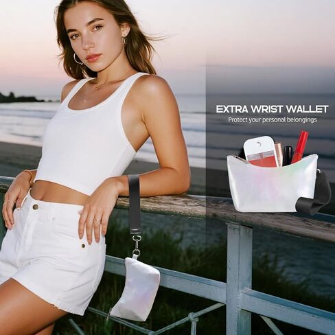Small Clear Bag for Stadium Events, Clear Crescent Bag for Stadium Approved with Wristlet Wallet, for Concerts Sports Events in Kuwait
