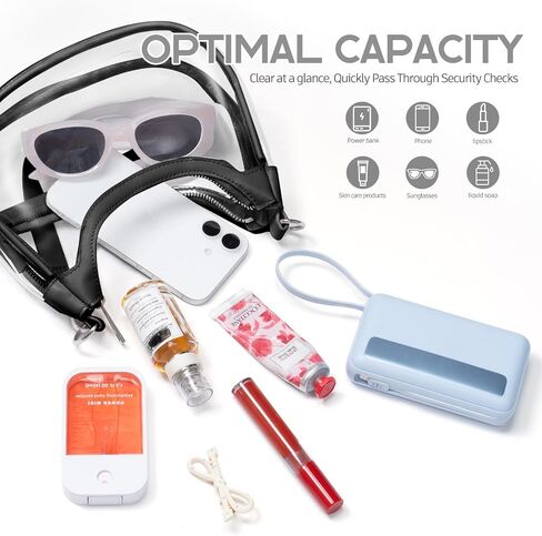 Small Clear Bag for Stadium Events, Clear Crescent Bag for Stadium Approved with Wristlet Wallet, for Concerts Sports Events in Kuwait