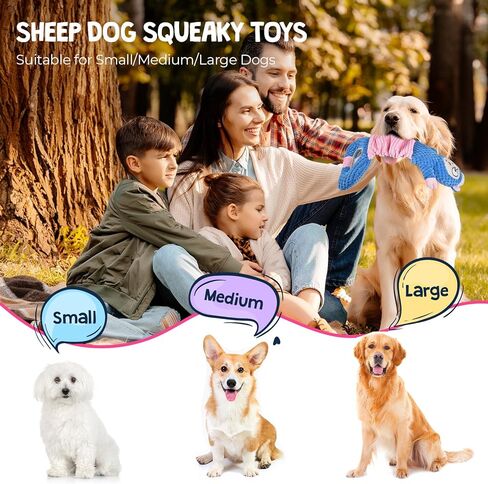 Dog Squeaky Toys, Sheep Plush Stuffing Dog Toys with Crinkle Paper for Puppy Teething, Tug of War Pet Chew Toys to Keep Them Busy, Small, Medium and Large(Blue) in Kuwait