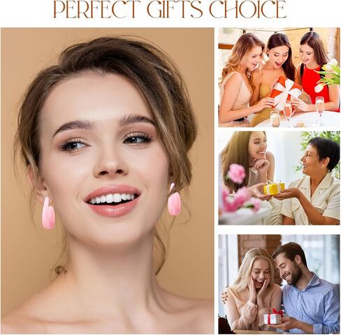 12 Pairs Acrylic Resin Hoop Earrings Set for Women Vintage Colorful C-shaped Hoop Earrings Acetic Acid Board Jewelry Gifts Fashion Accessories in Saudi Arabia