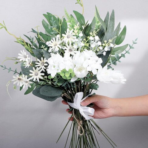 100Pcs Artificial Eucalyptus Leaves Stems Bulk, 4 Kinds Mixed Artificial Greenery Stems Fake Silver Dollar Faux Greenery Branches for Wedding Centerpiece DIY Bouquets Floral Arrangement Home Decor in Saudi Arabia