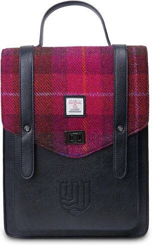 Islander Carloway Backpack for Men & Women, With Laptop Sleeve, Harris Tweed Vegan Leather, Black Watch in Kuwait