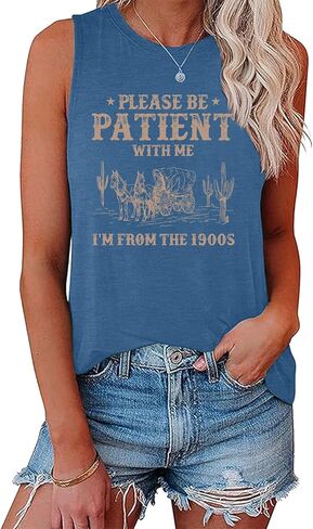 Lookface Lookface Women Olcyless Tank Top من فضلك كن صبرًا صبرًا لطباعة الرسوم البيانية in Kuwait