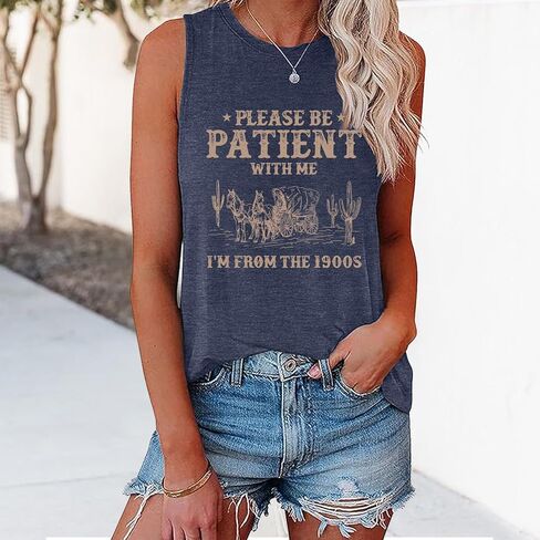 Lookface Lookface Women Olcyless Tank Top من فضلك كن صبرًا صبرًا لطباعة الرسوم البيانية in Kuwait