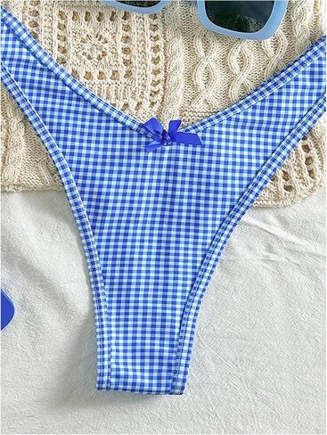 نساء 2 قطعة y2k gingham bikini مجموعات منقوشة القوس مثلث بدلة الاستحمام in Saudi Arabia