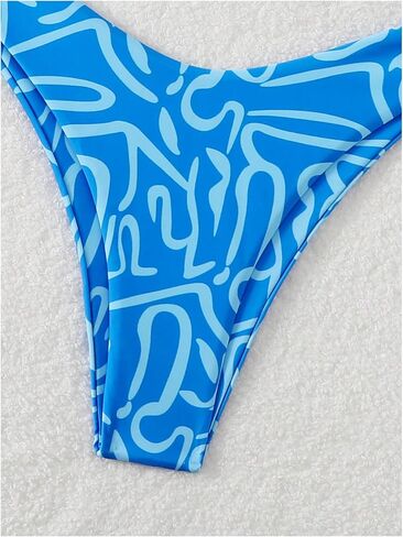 GORGLITTER Women's Strapless Bandeau Bikini Sets High Cut Thong Graphic Twist Swimsuits Bathing Suit in Saudi Arabia