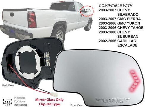 APA استبدال الزجاج المرآة للفترة 2003-2007 Silverado Sierra Tahoe Yukon Avalanche Escalade مدفأة مع Signal Signal Siversenger الجانب الأيمن in Saudi Arabia