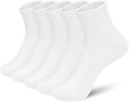SERISIMPLE Women's Bamboo Viscose Above Ankle Thin Socks Quarter Mesh Design Breathable Anti-Odor Summer Socks 5 Pairs in Saudi Arabia