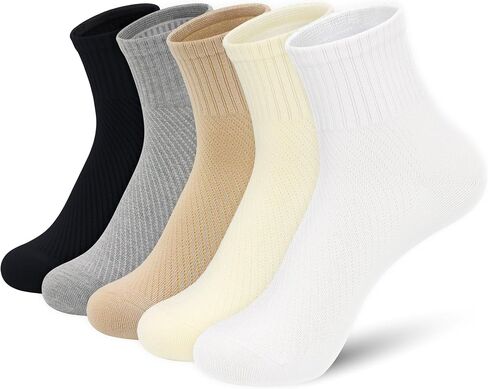 SERISIMPLE Women's Bamboo Viscose Above Ankle Thin Socks Quarter Mesh Design Breathable Anti-Odor Summer Socks 5 Pairs in Saudi Arabia