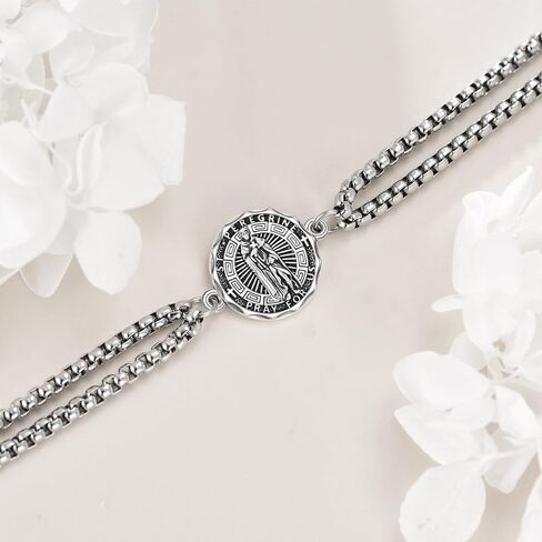 YFN Patron Saint Bracelet Sterling Silver Religious Protector Bracelet Patron St Jewelry Gifts for Women Men in Saudi Arabia