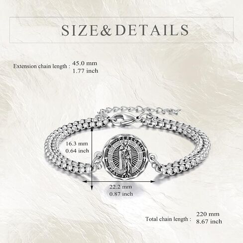 YFN Patron Saint Bracelet Sterling Silver Religious Protector Bracelet Patron St Jewelry Gifts for Women Men in Saudi Arabia