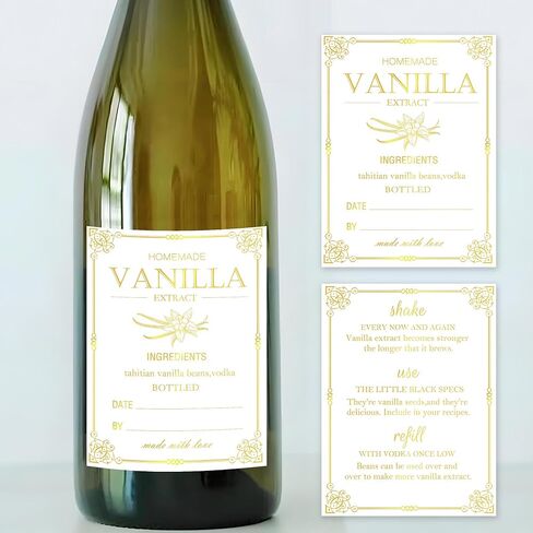 120pcs ملصقات استخراج الفانيليا محلية الصنع مع تعليمات - 1.5 × 2 بوصة ملصقات زجاجة الفانيليا المصنوعة يدويًا ل 2 أوقية ، 4 أوقية ، 8 أوقية in Kuwait