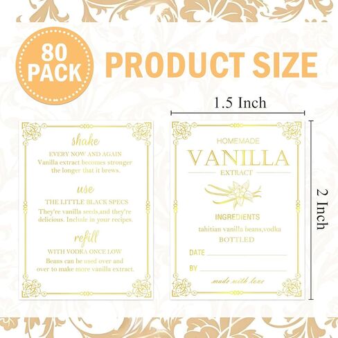 120pcs ملصقات استخراج الفانيليا محلية الصنع مع تعليمات - 1.5 × 2 بوصة ملصقات زجاجة الفانيليا المصنوعة يدويًا ل 2 أوقية ، 4 أوقية ، 8 أوقية in Kuwait