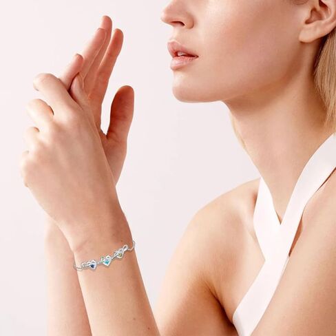 ziella Personalized Birthstone Bracelets for Women,Infinity Linked Heart Bracelet with 2-6 Birthstones and Custom Engraved Name,Mothers Day Gifts for Mom Daughter Wife Grandma in Saudi Arabia