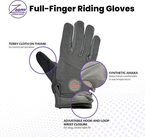 Zoom Urban Gear القفازات الكاملة للركوب-BMX المضادة للانزلاق BMX ، MTB ، ركوب الدراجات ، الدراجة الترابية ، دراجة نارية ، 4 عجلات ، سكوتر كهربائي ، قفازات الكراسي المتحركة-شاشة تعمل باللمس ، التنفس ، الحماية in Saudi Arabia