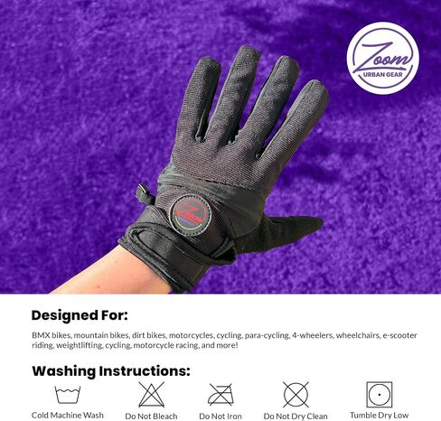 Zoom Urban Gear القفازات الكاملة للركوب-BMX المضادة للانزلاق BMX ، MTB ، ركوب الدراجات ، الدراجة الترابية ، دراجة نارية ، 4 عجلات ، سكوتر كهربائي ، قفازات الكراسي المتحركة-شاشة تعمل باللمس ، التنفس ، الحماية in Saudi Arabia