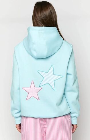 BAIGRAM Women Y2K Stars Graphic Oversized Fleece Hoodies Preppy Aesthetic Drop Shoulder Fall Outfits Girl Sweatshirt Pullover in Saudi Arabia
