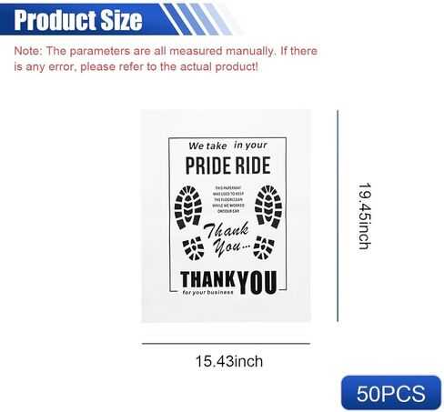 50pcs Car Car Kraft Paper Floor Haps ، 15 × 19 بوصة مقاومة للماء ، وسادات واقية من أرضية المركبة ، وغسل وتفاصيل للتفاصيل (أبيض) in Kuwait