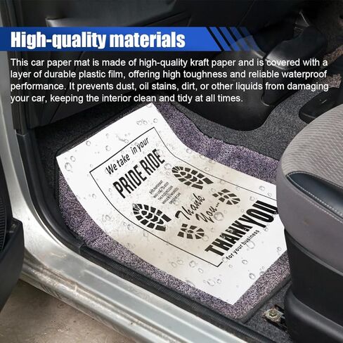 50pcs Car Car Kraft Paper Floor Haps ، 15 × 19 بوصة مقاومة للماء ، وسادات واقية من أرضية المركبة ، وغسل وتفاصيل للتفاصيل (أبيض) in Kuwait