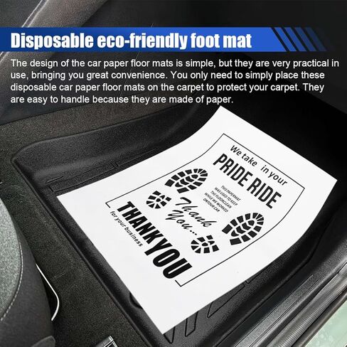 50pcs Car Car Kraft Paper Floor Haps ، 15 × 19 بوصة مقاومة للماء ، وسادات واقية من أرضية المركبة ، وغسل وتفاصيل للتفاصيل (أبيض) in Kuwait