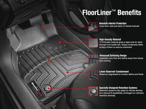 WeatherTech Custom Fit FloorLiners for Chevrolet Malibu - 1st & 2nd Row (44903-1-2), Black in Saudi Arabia