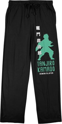 Demon Slayer Season 2 Tanjiro Silhouette with Kanji Men's Black Sleep Pajama Pants in Saudi Arabia