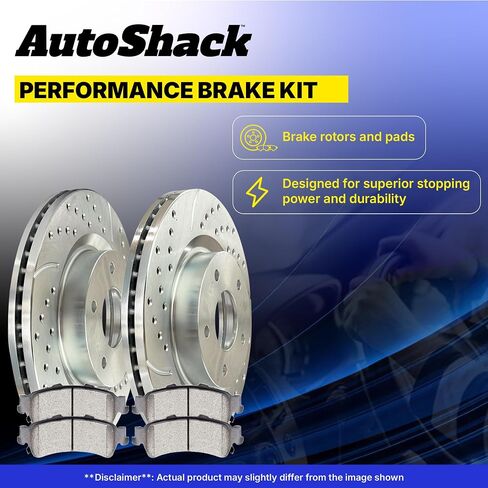 Autoshack Front Brake Kit استبدال لـ BMW 535XI 530i 525i 528xi 528i Xdrive محفور ومزود بالزنك دوارات الفرامل المغطاة بالزنك المملوءة بالزنك وسادات سيراميك 12.75 "323.8 مم BRKPKG003763 in Kuwait