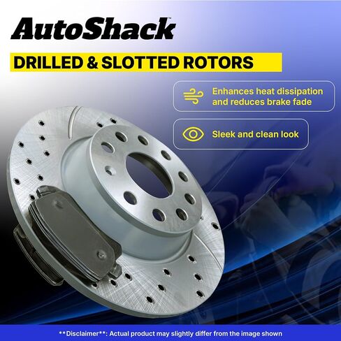 Autoshack Front Brake Kit استبدال لـ BMW 535XI 530i 525i 528xi 528i Xdrive محفور ومزود بالزنك دوارات الفرامل المغطاة بالزنك المملوءة بالزنك وسادات سيراميك 12.75 "323.8 مم BRKPKG003763 in Kuwait