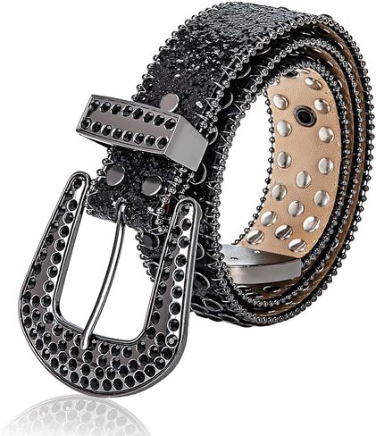 حزام حجر الراين للنساء للنساء: بلينغ مرصعة الجلد BB حزام Western Western Cowboy Diamond Y2K أحزمة لجان in Saudi Arabia