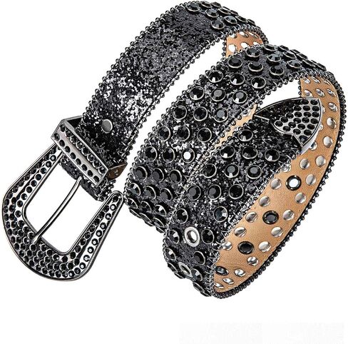 حزام حجر الراين للنساء للنساء: بلينغ مرصعة الجلد BB حزام Western Western Cowboy Diamond Y2K أحزمة لجان in Saudi Arabia