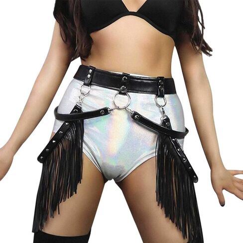 Sexy Leather Waist Belt Tassel Punk Harness Vintage PU Leather Waistband Belt Rocker Dance Performance Costume in Kuwait