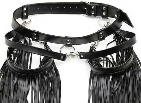 Sexy Leather Waist Belt Tassel Punk Harness Vintage PU Leather Waistband Belt Rocker Dance Performance Costume in Kuwait