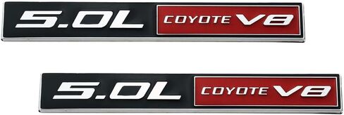 2Pc 5.0L Coyote V8 Engine Emblem Coyote Badge 3D Sticker Door Trunk Nameplate (Chrome Black) in Saudi Arabia