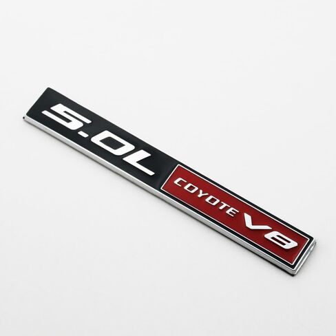 2Pc 5.0L Coyote V8 Engine Emblem Coyote Badge 3D Sticker Door Trunk Nameplate (Chrome Black) in Saudi Arabia